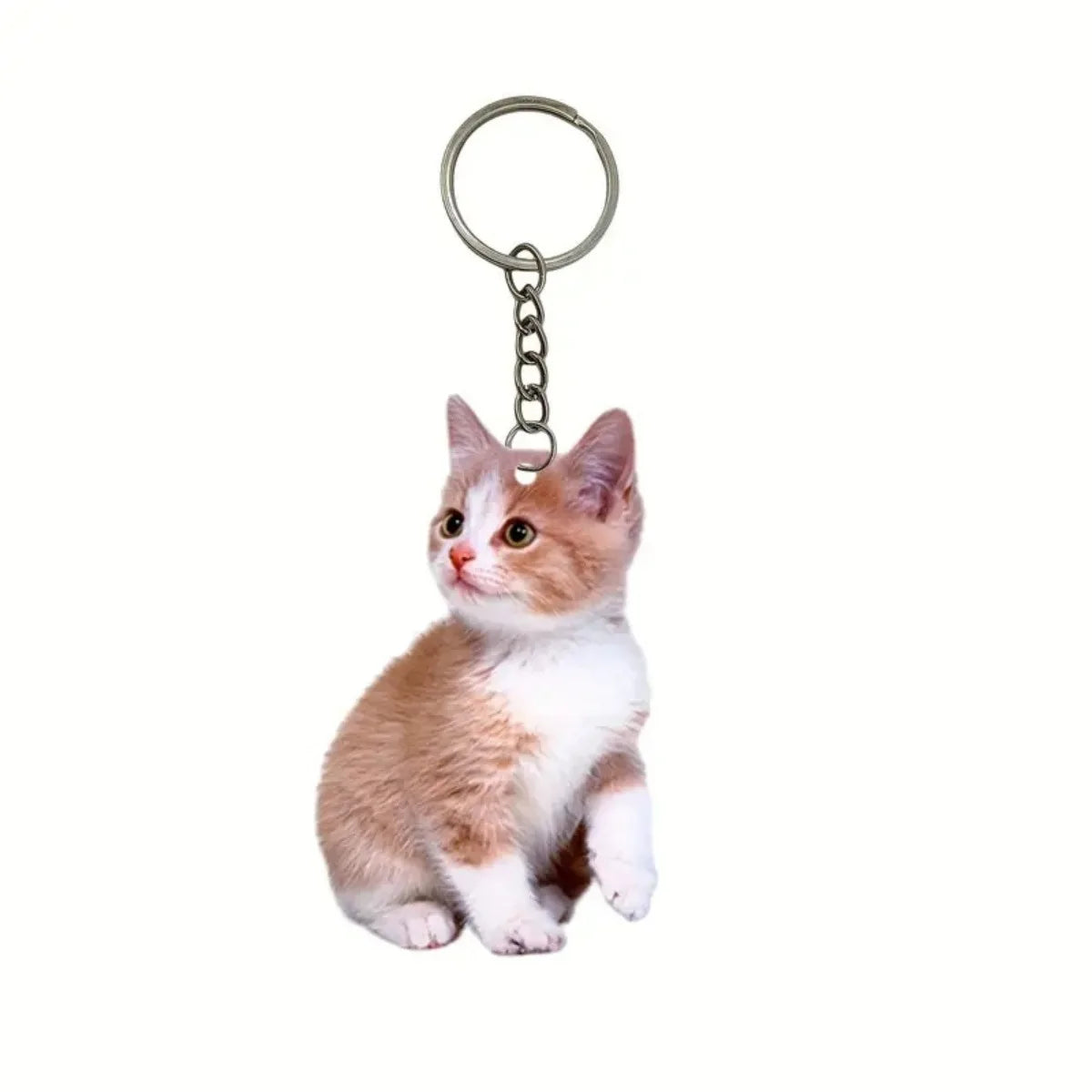 Chaveiro de gato preto e branco (1 unidade), pingente em acrílico 2D, design dupla face, chaveiro de animal para mochilas e presentes.