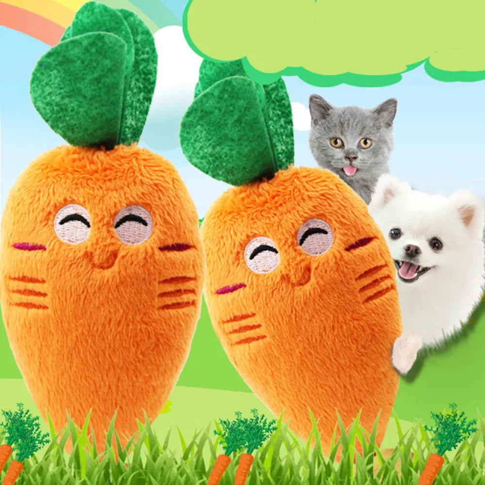 Brinquedo de pelúcia para cachorro com apito, brinquedo para mastigar para cães, brinquedo fofo e engraçado em formato de osso e cenoura, brinquedos para animais de estimação, produtos para gatos e acessórios para filho