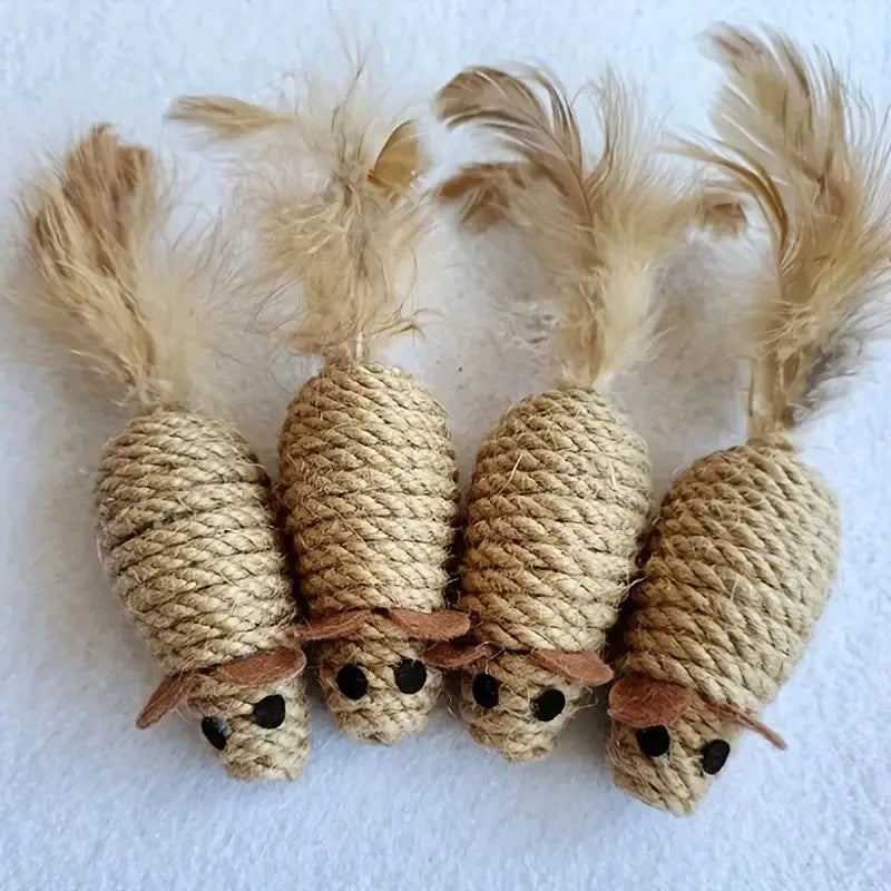 Peças de brinquedo de sisal em formato de rato  para gatos.
 Resistente a mordidas, brinquedo interativo para gatos .