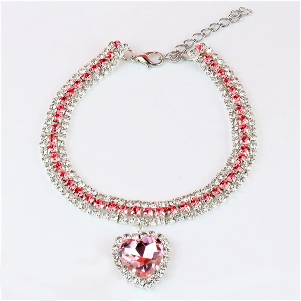 Colar com strass para gatinhos, acessório fofo e brilhante .