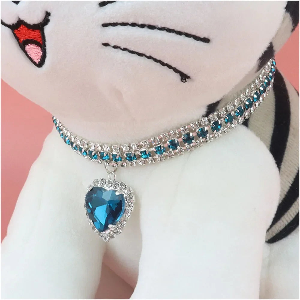 Colar com strass para gatinhos, acessório fofo e brilhante .