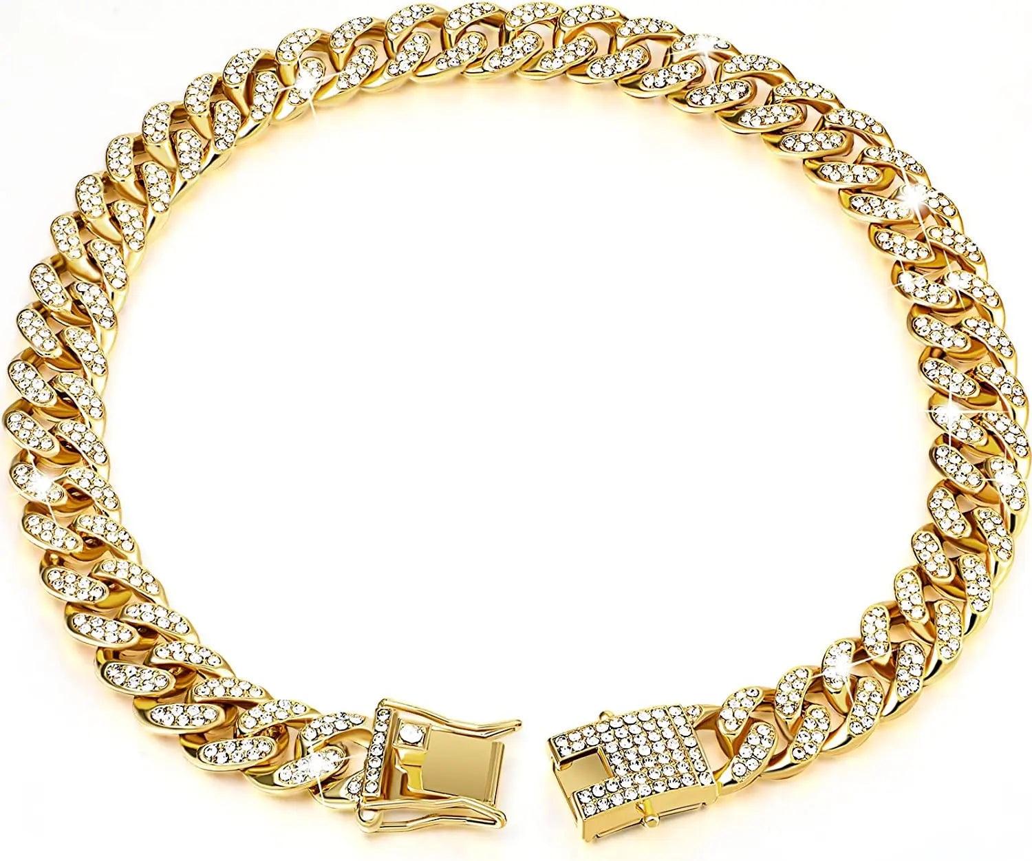 Colar de luxo com corrente cubana para gatos .
