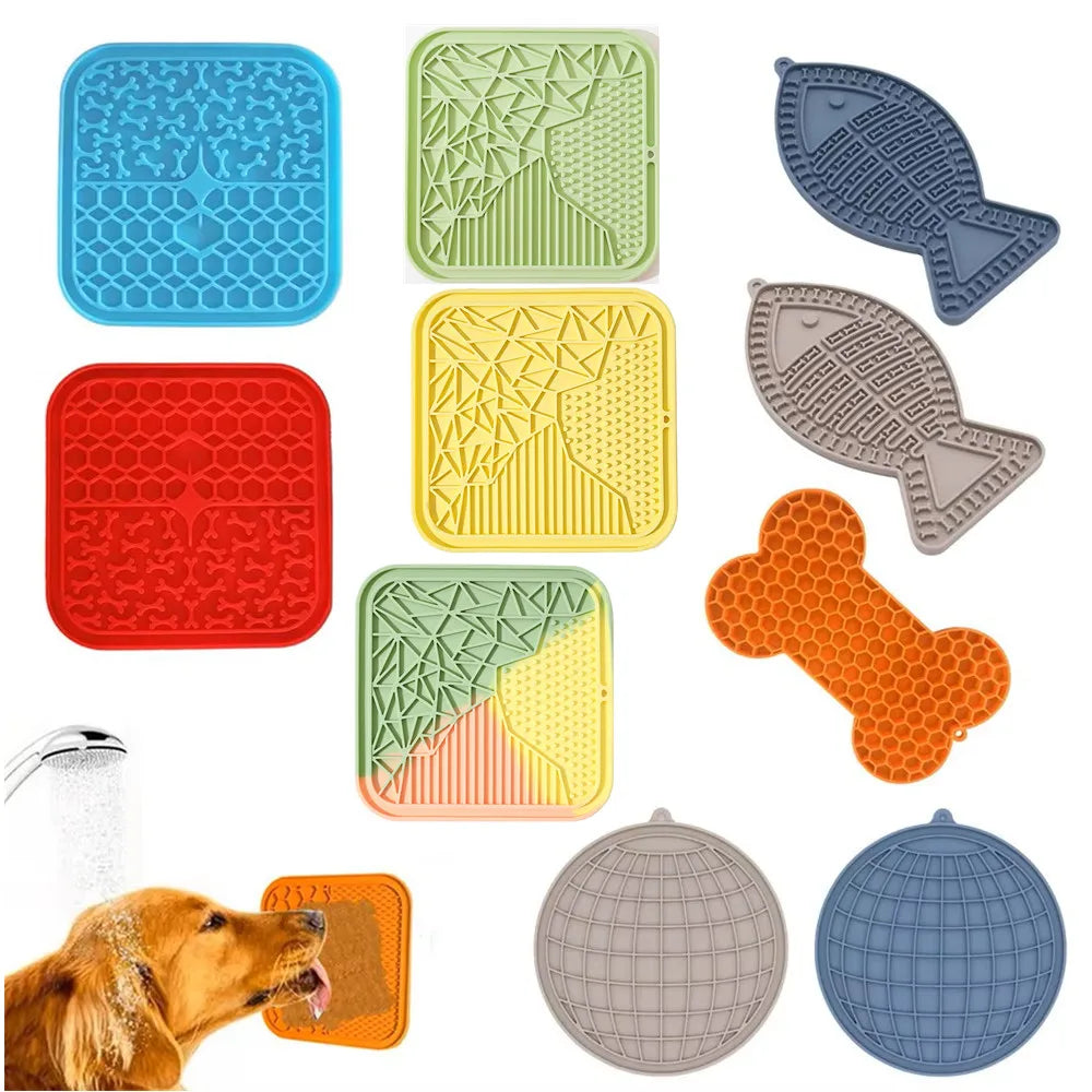 Tigela  de silicone para animais de estimação, ideal para gatos e filhotes, com função anti-engasgo, comedouro lento, banheira e talheres para distrair a língua.