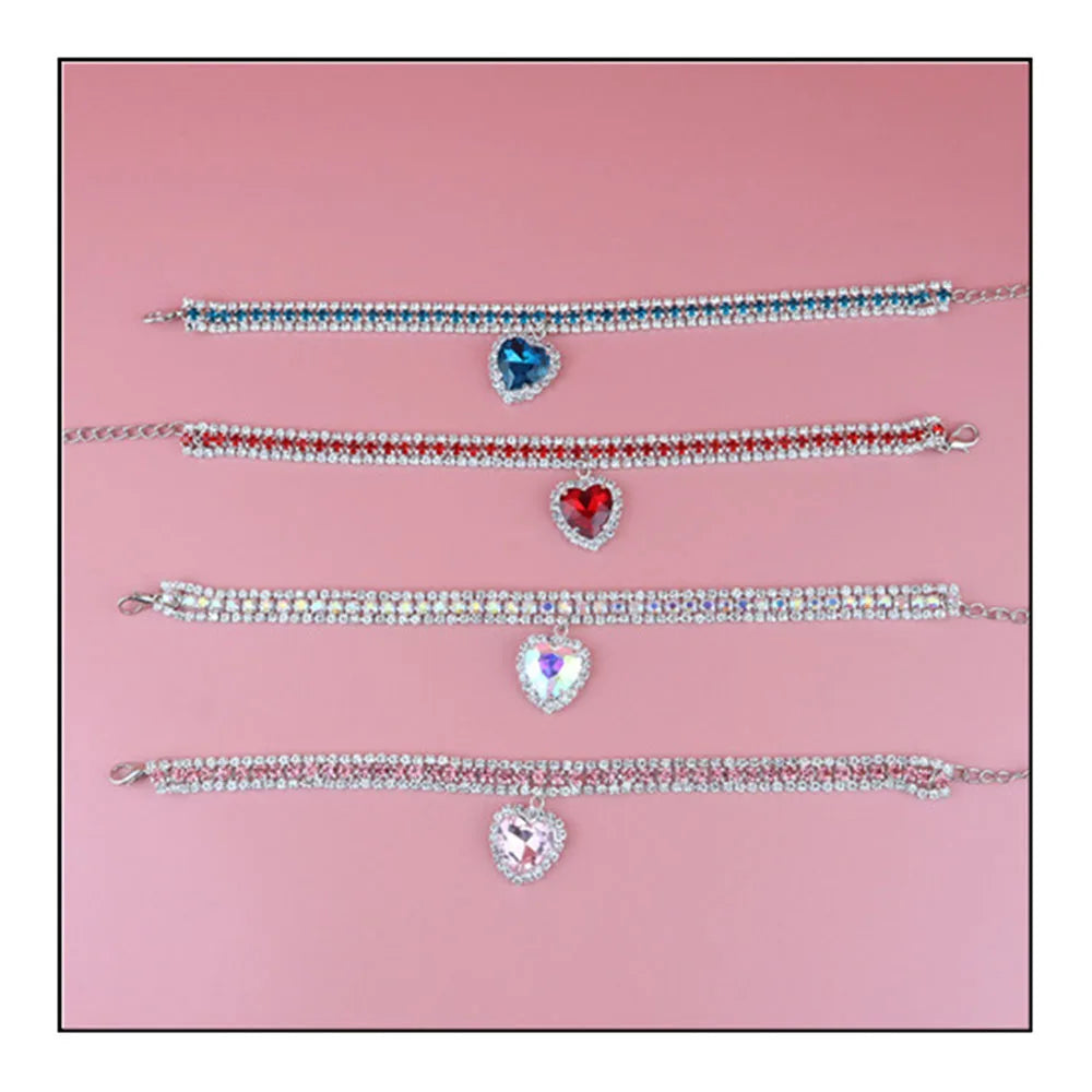 Colar com strass para gatinhos, acessório fofo e brilhante .
