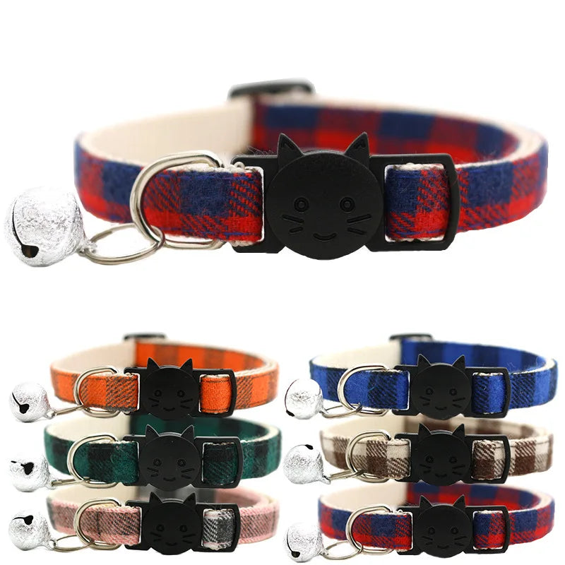 Coleiras com sinos para gatos, fivelas de nylon ajustáveis, coleira moderna e refletiva .
