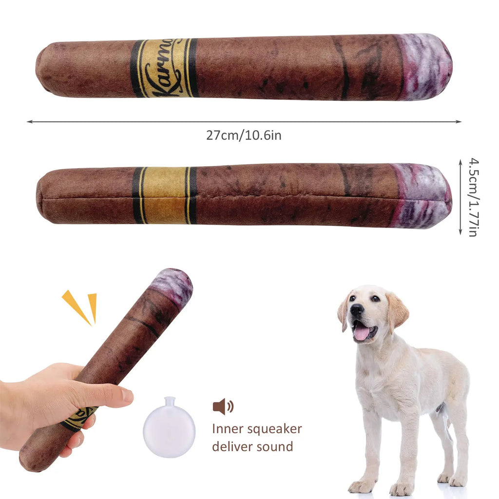 charuto  divertido para cães com som interativo e enchimento macio de algodão para filhotes e cães de pequeno, médio e grande porte.