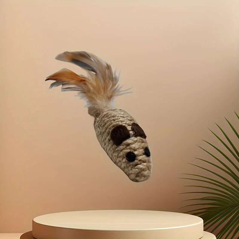 Peças de brinquedo de sisal em formato de rato  para gatos.
 Resistente a mordidas, brinquedo interativo para gatos .