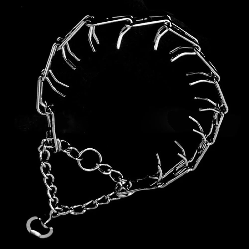 Coleira de adestramento ajustável para cães, 45/50/55/60 cm, com corrente de metal e ponta de aço, para animais de estimação. Ideal para adestramento profissional.