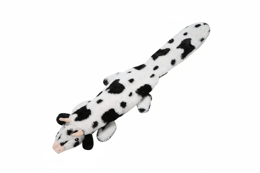 Brinquedos de pelúcia para cães com som de amassado, nos formatos raposa, girafa, esquilo, vaca e burro. Sem enchimento, ideais para cães de pequeno, médio e grande porte.