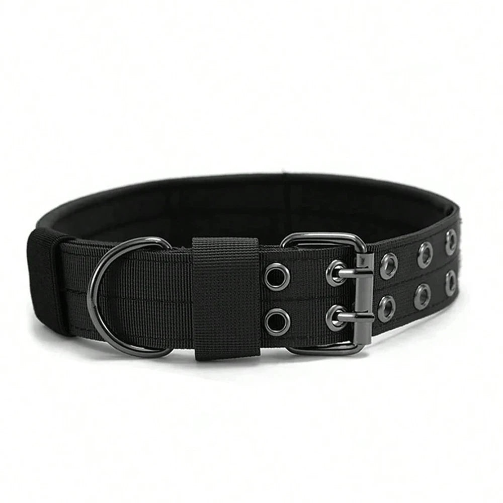 Coleira tática para cães, 1 peça, resistente, em nylon, estilo militar, para uso externo, ideal para cães de porte médio e grande, para treinamento, passeios e trabalho.