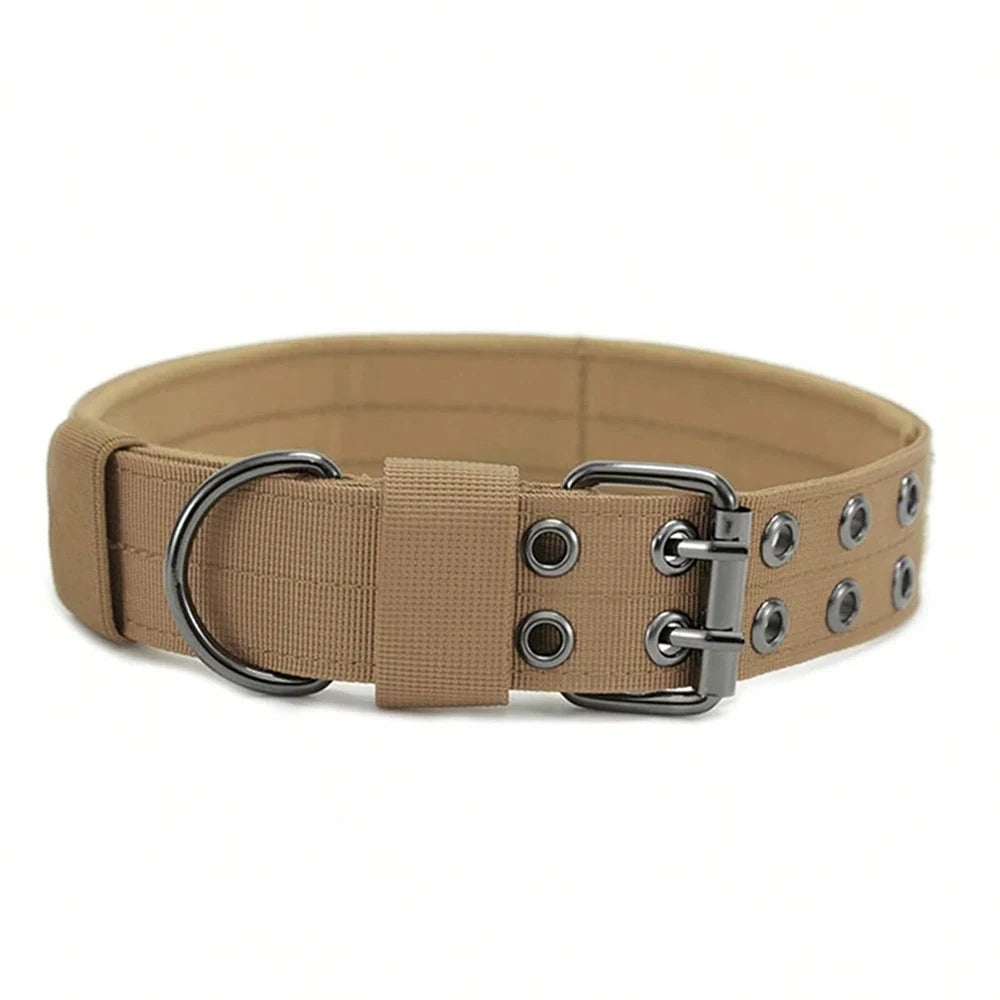 Coleira tática para cães, 1 peça, resistente, em nylon, estilo militar, para uso externo, ideal para cães de porte médio e grande, para treinamento, passeios e trabalho.