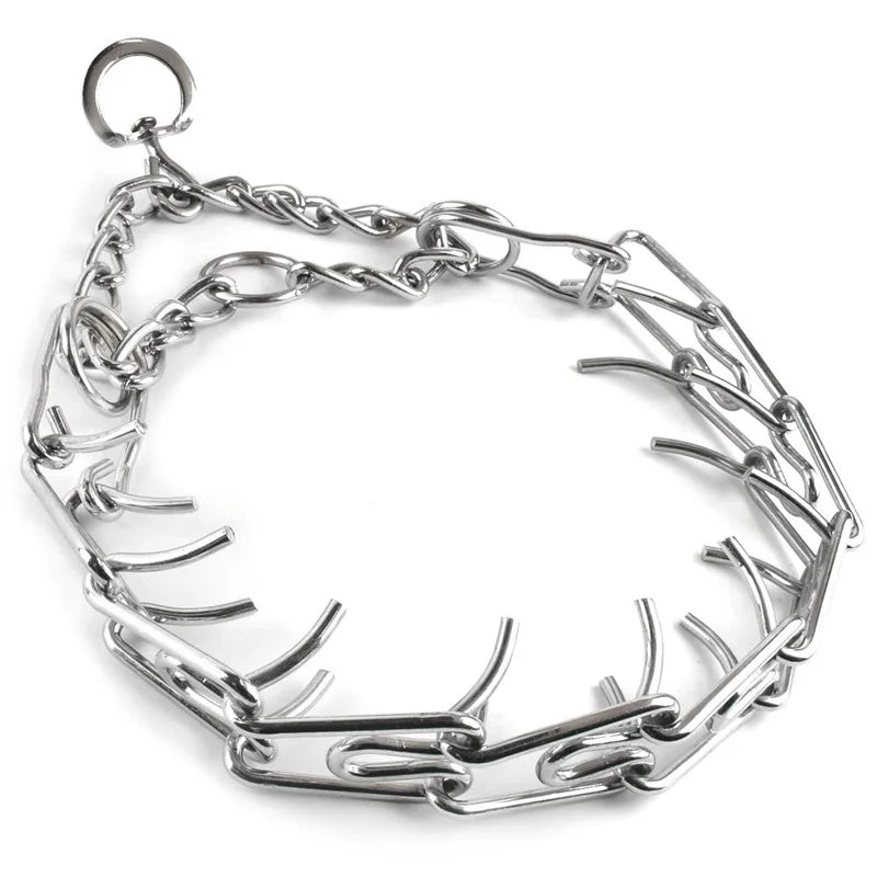 Coleira de adestramento ajustável para cães, 45/50/55/60 cm, com corrente de metal e ponta de aço, para animais de estimação. Ideal para adestramento profissional.