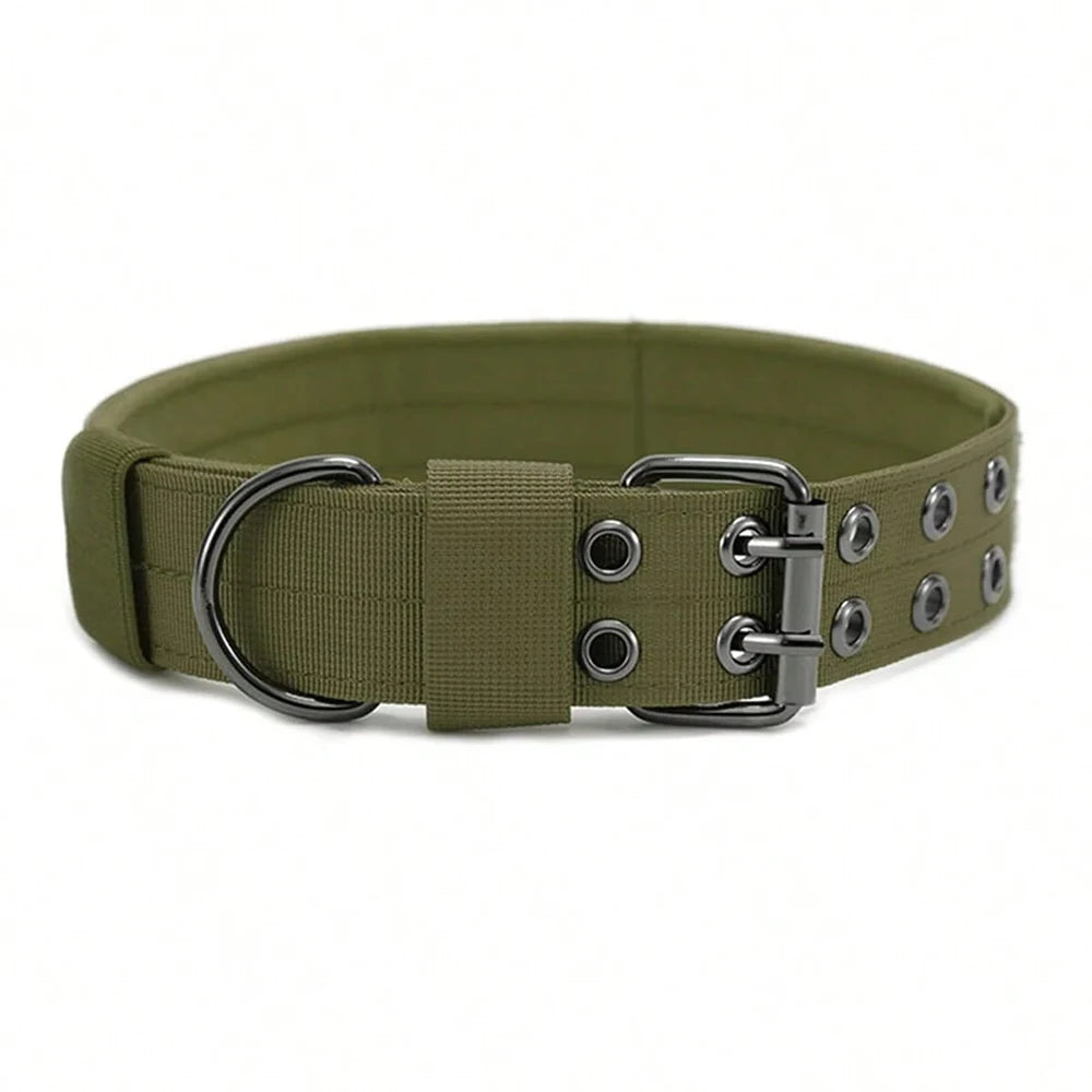 Coleira tática para cães, 1 peça, resistente, em nylon, estilo militar, para uso externo, ideal para cães de porte médio e grande, para treinamento, passeios e trabalho.