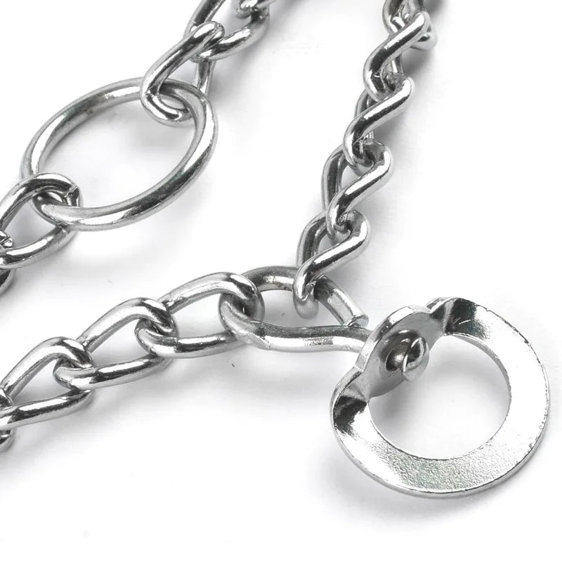 Coleira de adestramento ajustável para cães, 45/50/55/60 cm, com corrente de metal e ponta de aço, para animais de estimação. Ideal para adestramento profissional.