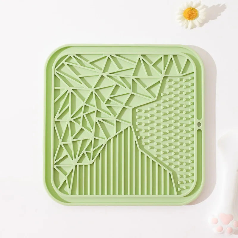 Tigela  de silicone para animais de estimação, ideal para gatos e filhotes, com função anti-engasgo, comedouro lento, banheira e talheres para distrair a língua.