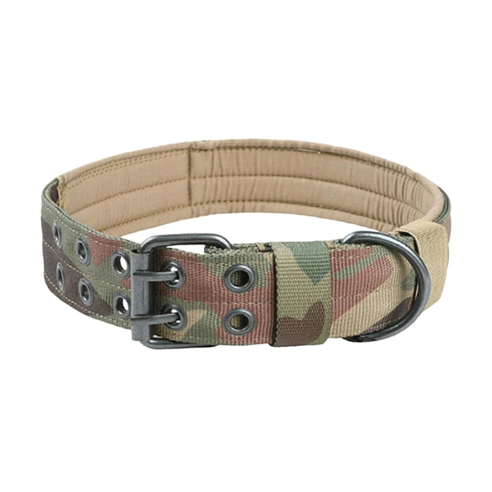 Coleira tática para cães, 1 peça, resistente, em nylon, estilo militar, para uso externo, ideal para cães de porte médio e grande, para treinamento, passeios e trabalho.