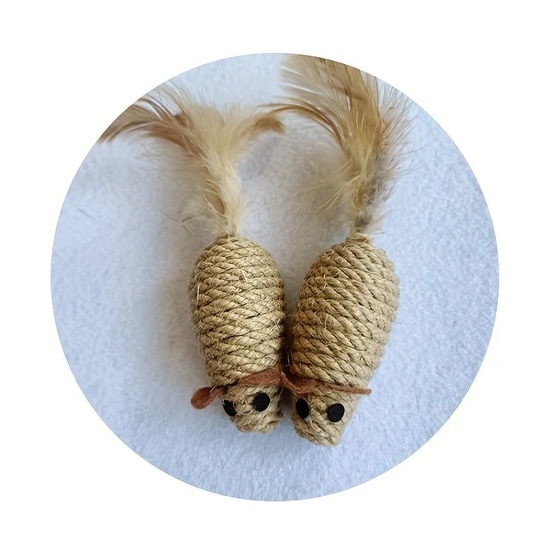 Peças de brinquedo de sisal em formato de rato  para gatos.
 Resistente a mordidas, brinquedo interativo para gatos .
