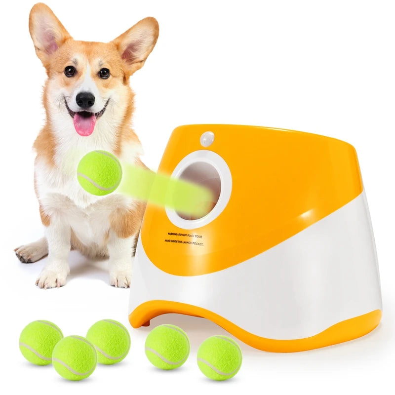 Lançador de Bolas de Tênis para Cães, Brinquedo Automático de Perseguição para Cães, Máquina Interativa e Divertida, Catapulta Recarregável