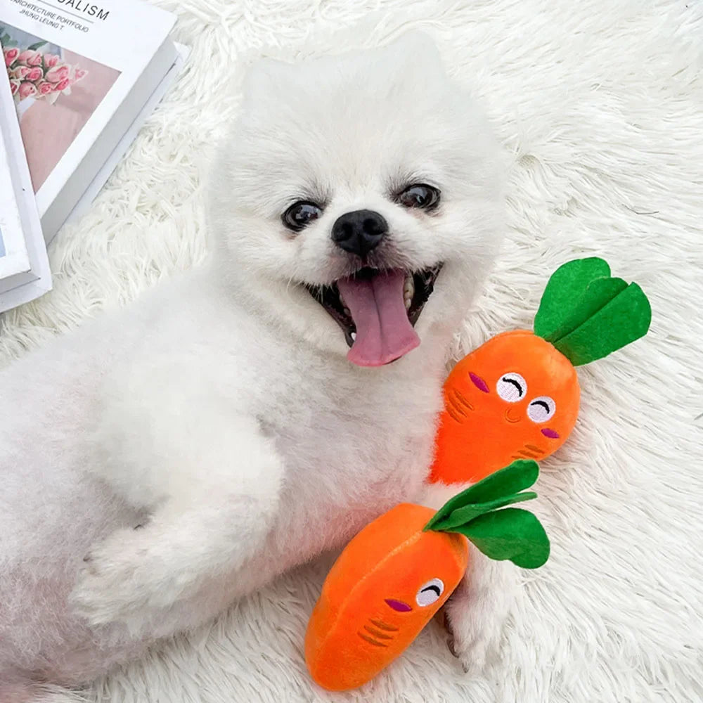 Brinquedo de pelúcia para cachorro com apito, brinquedo para mastigar para cães, brinquedo fofo e engraçado em formato de osso e cenoura, brinquedos para animais de estimação, produtos para gatos e acessórios para filho